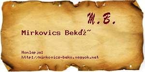 Mirkovics Bekő névjegykártya